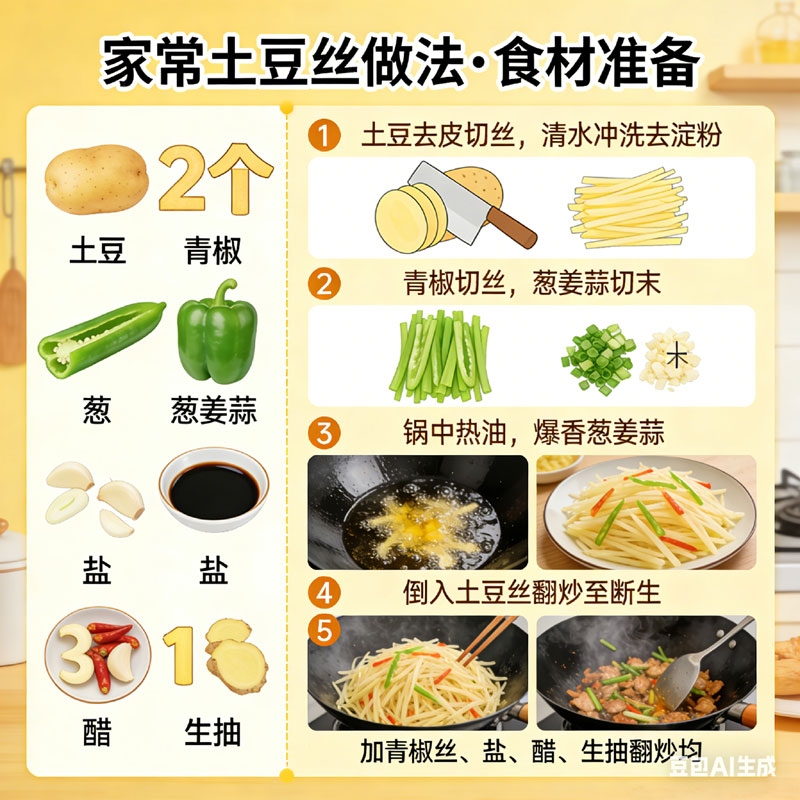 家常酸辣土豆丝做法